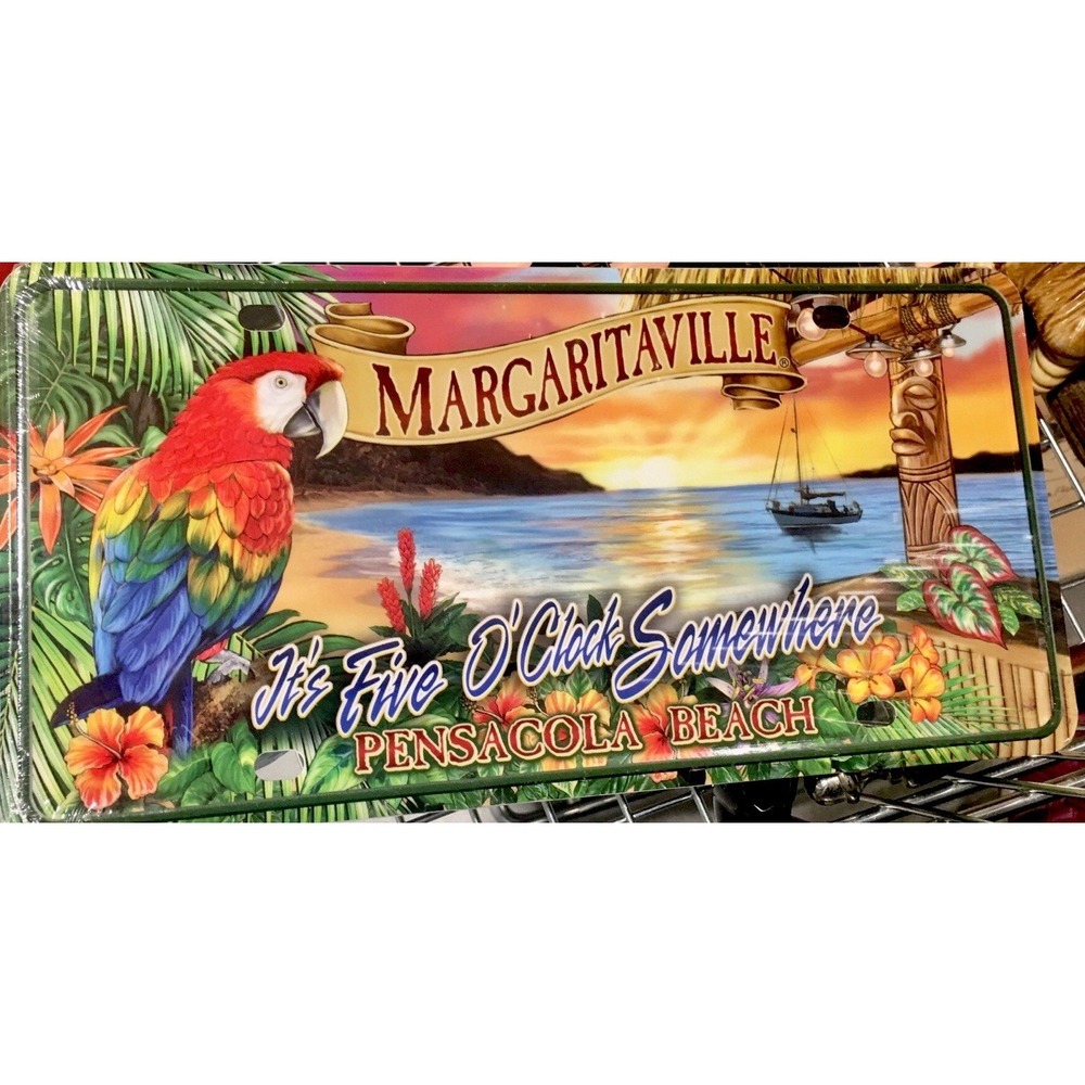 Jimmy Buffett Margaritaville License Plate 5 o'clock Somewhere Pensacola Beach